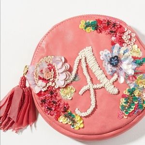 Anthropologie ~ Embellished Leather Monogram Pouch